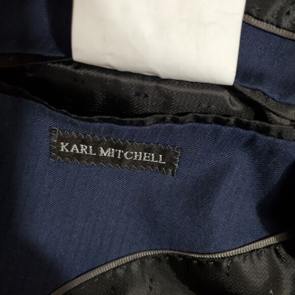Karl Mitchell Microtech Performance Stretch Subtle Pinstripe Blazer Suit Jacket - Picture 9 of 11